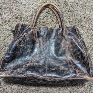 Bed Stu Distressed Black and Brown Leather Bag